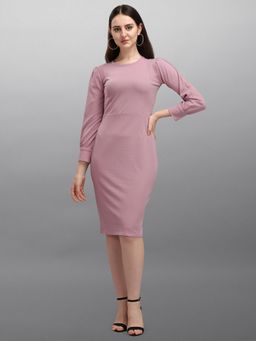 PURVAJA - Lavender Solid Bodycon Knee Length Dress
