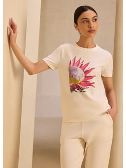 Alonge - Protea Graphic Oatmilk Beige T-Shirt