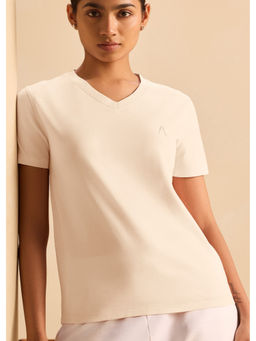Alonge - Cloud Soft V-Neck Oatmilk Beige T-Shirt