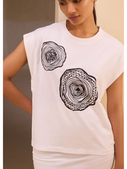 Alonge - Soft Woodprint Boxy Muscle Everlasting White T-Shirt