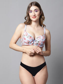 PrettyCat - Lightly Padded Underwired Floral Print Multiway Bridal Bra Panty (Set of 2)
