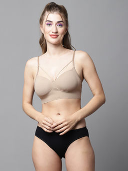 PrettyCat - Lightly Pushup Padded Non-wired Cage Neck Partywear Bralette Bra Panty (Set of 2)