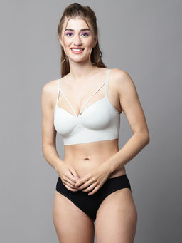 PrettyCat - Lightly Pushup Padded Non-wired Cage Neck Partywear Bralette Bra Panty (Set of 2)