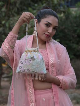 Odette - Multicolor Beads and Sequins Embellished Potli Bag For Women