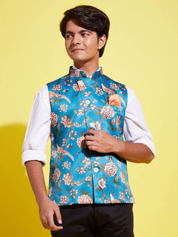 Vastramay - Boys Turquoise Nehru Jacket