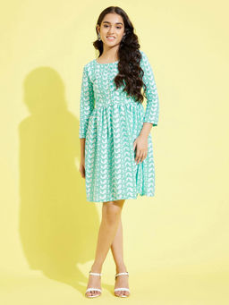 Vastramay - Girls Green Ethnic Dress