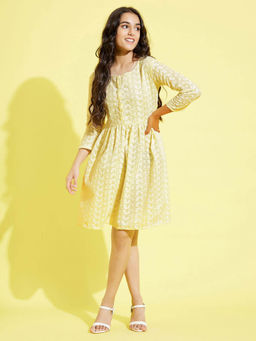Vastramay - Girls Yellow Ethnic Dress