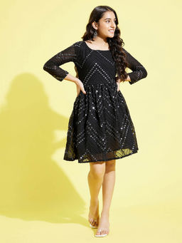 Vastramay - Girls Black Ethnic Dress