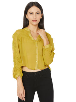 Spykar - Womens Regular Fit Solid Olive Shirts