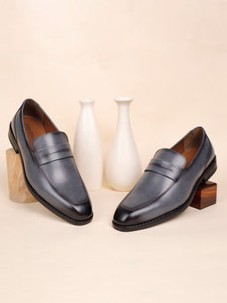 Louis Stitch - Men Ash Grey Formal Slip-On Moccasin Shoes