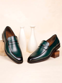 Louis Stitch - Men Seaweed Green Formal Slip-On Moccasin Shoes