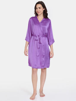 Zivame - Bohemian Blooms Woven Robe - Purple Magic