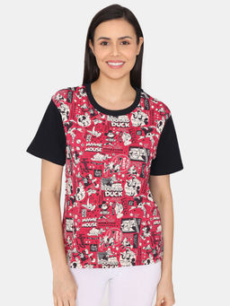 Zivame - Disney Knit Cotton T-shirt - Viva Magenta
