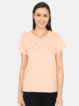 Zivame - Bloom Hive Knit Cotton Sleep T-shirt - Prairie Sunset