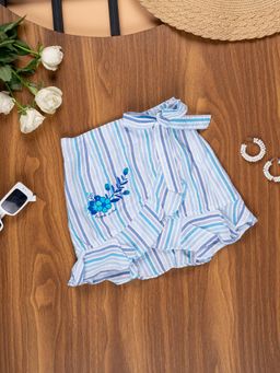 Purple United Kids - Girls Striped A-Line Skirt-Blue-Multicolor