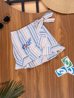 Purple United Kids - Girls Striped A-Line Skirt-Pink-Multicolor