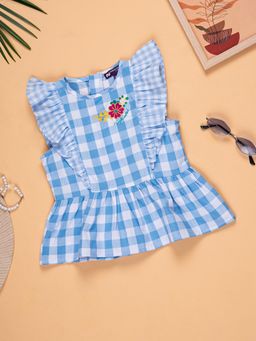 Purple United Kids - Girls Checks Top-Blue-White