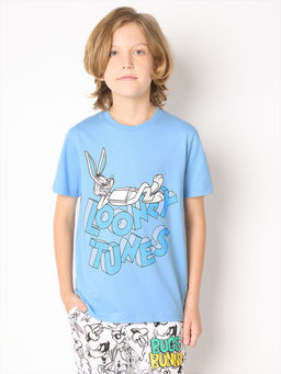 Jack & Jones Junior - Boys Graphic Print Cotton Regular Fit Blue T-Shirt