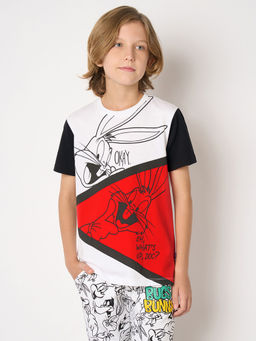 Jack & Jones Junior - Boys Graphic Print Cotton Regular Fit White T-Shirt