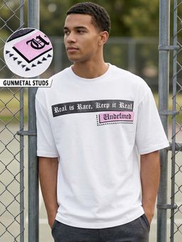 Bewakoof - White Undefined Typography Oversized T-Shirt
