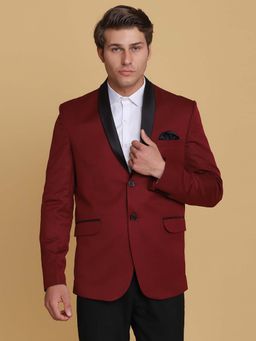 TAHVO - Mens Maroon Tuxedo Blazer