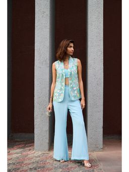 Chamee and Palak - Blue Sanvi Blazer with Bustier and Pant (Set of 3)