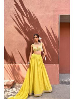 Chamee and Palak - Yellow Roma Lehenga with Blouse and Dupatta (Set of 3)