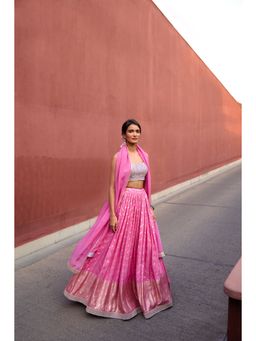 Chamee and Palak - Pink Rumi Lehenga with Blouse and Dupatta (Set of 3)