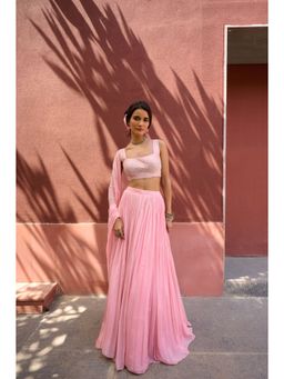 Chamee and Palak - Peach Lehenga with Blouse and Dupatta (Set of 3)