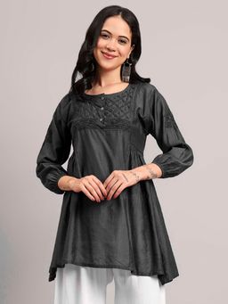 The Chikan Label - Black Authentic Chikankari Top