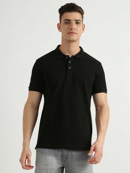 United Colors of Benetton - Black Regular Fit Polo Neck Solid Polo T-shirt