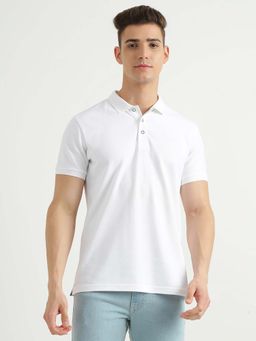 United Colors of Benetton - White Regular Fit Polo Neck Solid Polo T-shirt