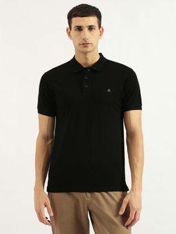United Colors of Benetton - Black Regular Fit Polo Neck Solid Polo T-shirt