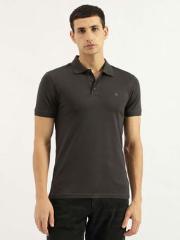 United Colors of Benetton - Charcoal Regular Fit Polo Neck Solid Polo T-shirt