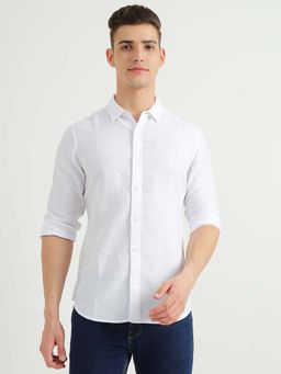 United Colors of Benetton - White Regular Fit Spread Collar Solid Shirt