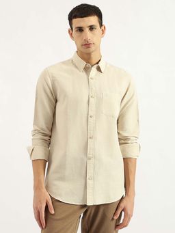 United Colors of Benetton - Beige Regular Fit Spread Collar Solid Shirt