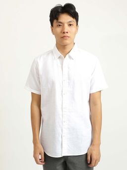 United Colors of Benetton - White Regular Fit Spread Collar Solid Shirt