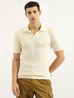 United Colors of Benetton - Cream Regular Fit Johny Collar Textured Polo T-Shirt