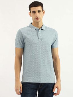 United Colors of Benetton - Blue Regular Fit Polo Neck Textured Polo T-shirt