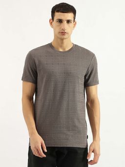 United Colors of Benetton - Grey Regular Fit Round Neck Textured T-Shirt