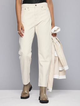 Levi's - Women Off White Straight Fit High Rise Jeans