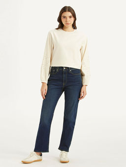 Levi's - Women Mid Rise Straight Fit Navy Blue Jeans