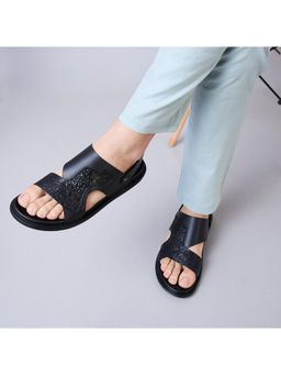 Imperio - Black Men Textured Leather Sandals