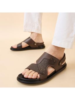 Imperio - Brown Men Textured Leather Sandals