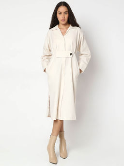 VERO MODA - Off-White Midi Shirt Dress