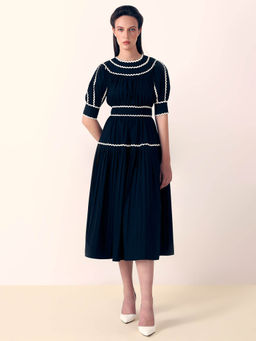 VERO MODA - Black Contrast Trim Midi Dress