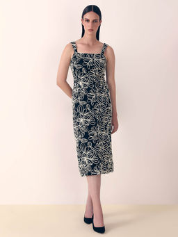 VERO MODA - Black Embroidered Midi Dress