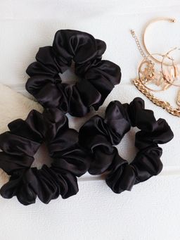 Soho Boho Studio - Black Satin Scrunchies Pack of 3