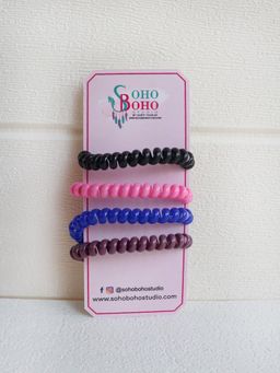 Soho Boho Studio - Spiral Hair Tie Rubber Band Pack of 4