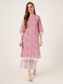 COTLAND FASHION - Floral Printed Cotton Kurta with Palazzo